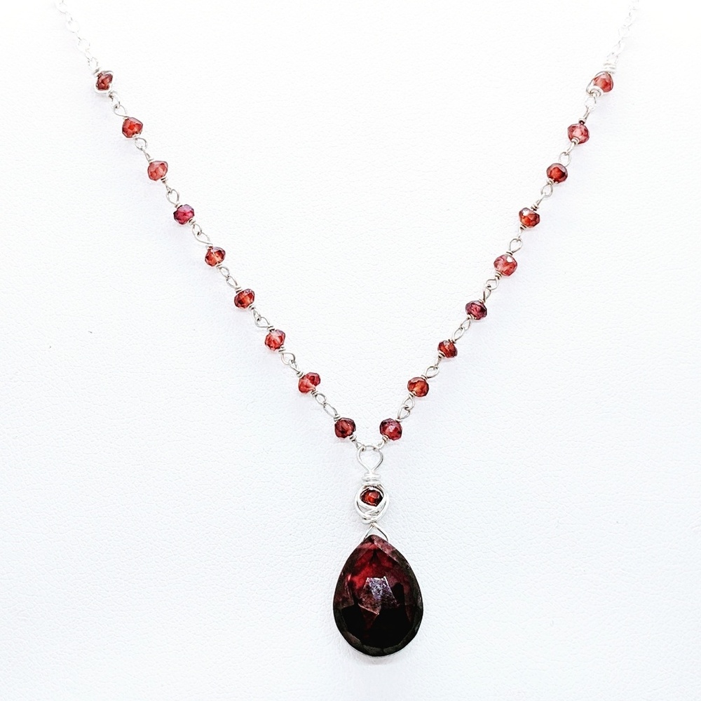 Garnet & sterling silver necklace